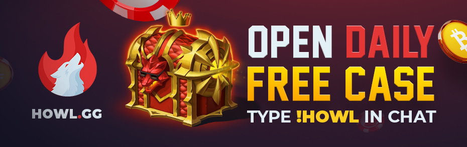 Howl.gg, open a daily free CS2 case, type !HOWL in chat and claim with code SKINBET