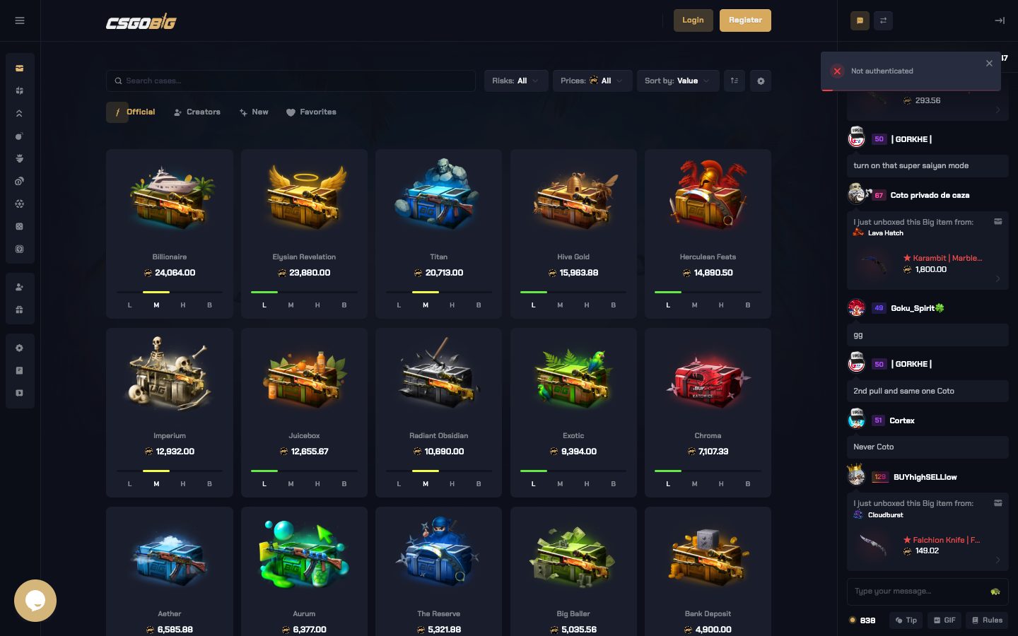 The CSGOBig home page as it appeared on 2 Sep 2026