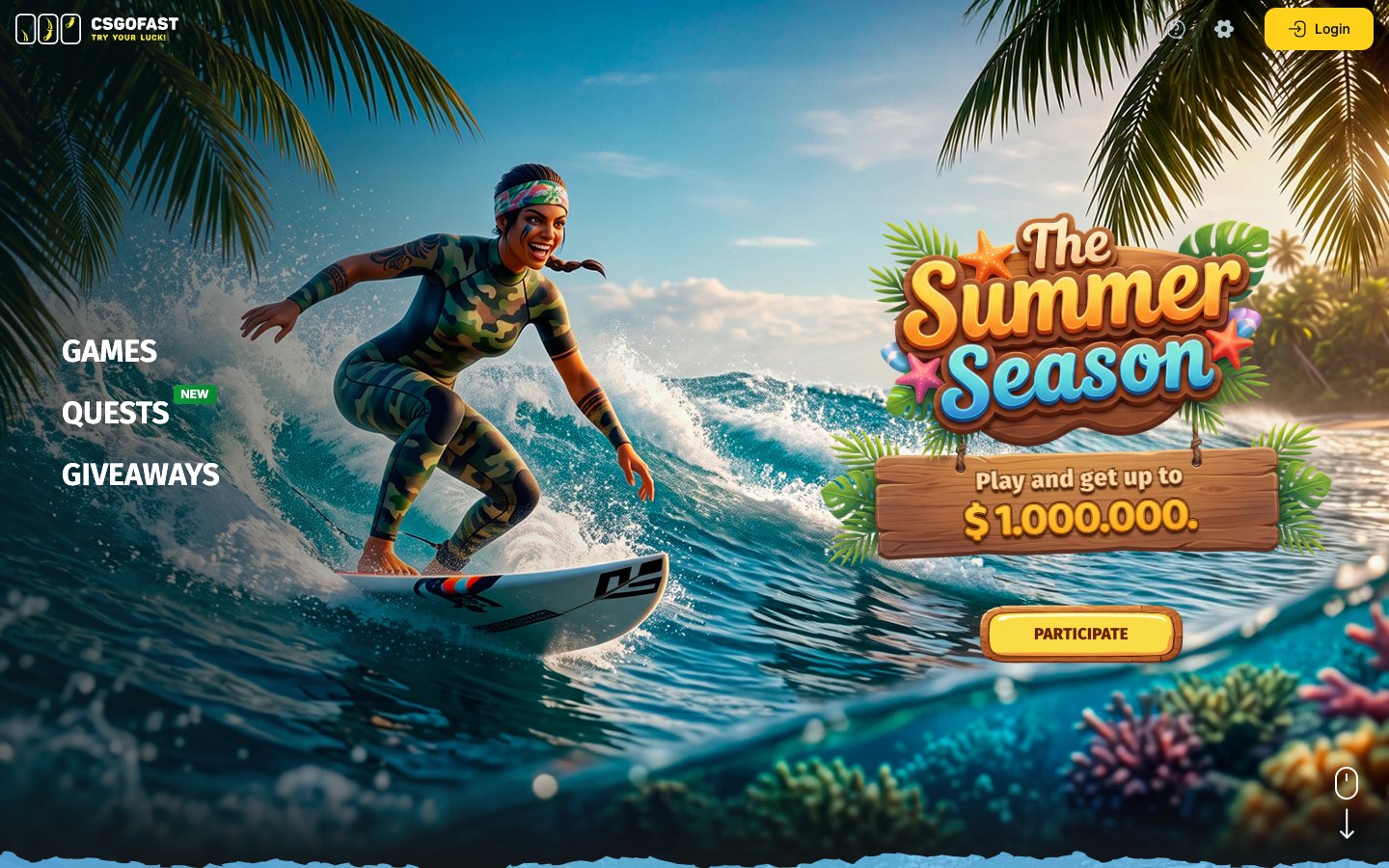 CSGOFast front page, captured 31 Jul 2026
