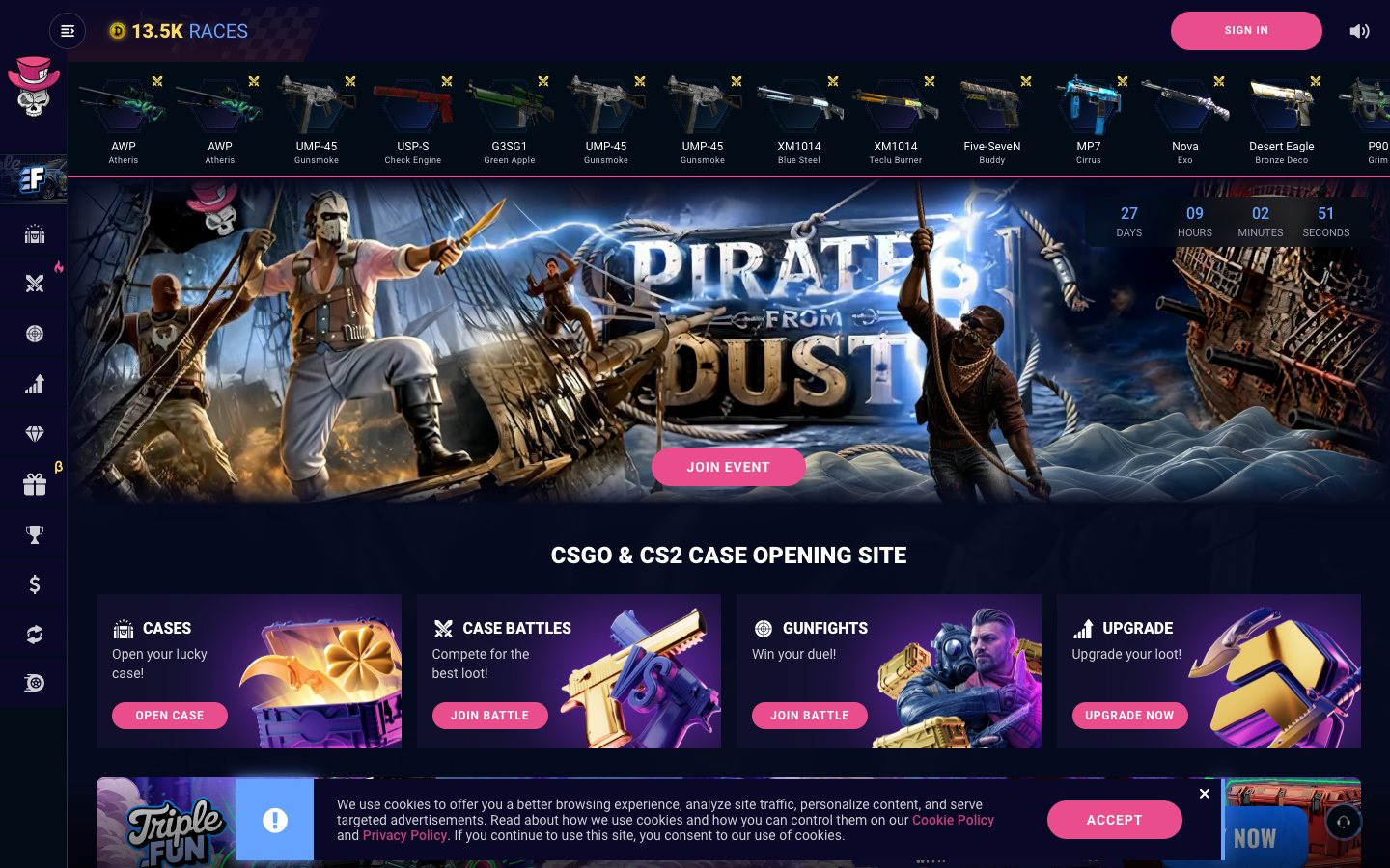 DaddySkins front page, captured 4 Aug 2026