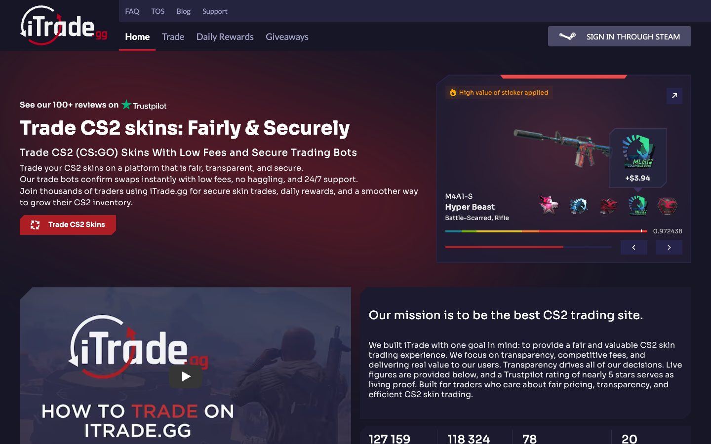 The iTrade.gg home page as it appeared on 4 Aug 2026