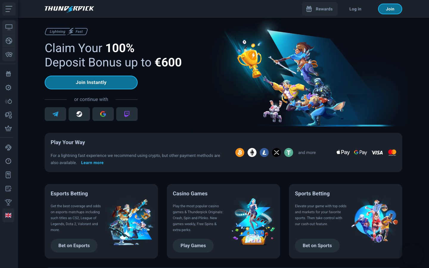 The Thunderpick home page as it appeared on 4 Aug 2026